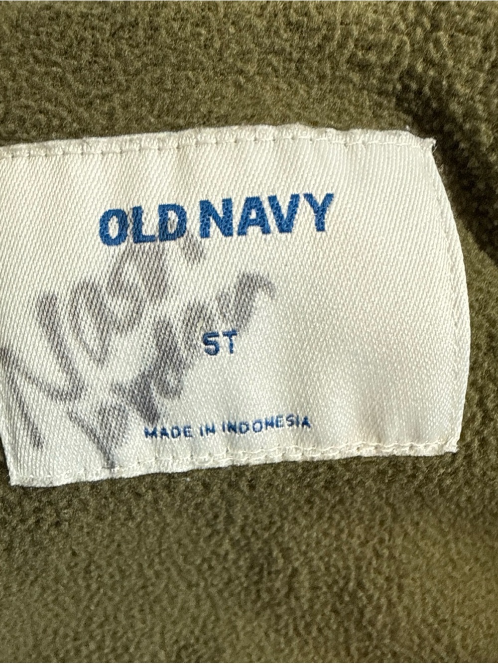 Old Navy Kids Green Fleece Lined Coat Needs Zipper Still Buttons Size 5T - Picture 5 of 8
